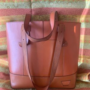 IIIBeCa Joy Gryson Brown Leather Tote w/Green Satin Removable lining